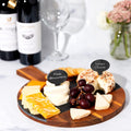 Large Round Charcuterie Board with Handle Acacia Wood Cheese Board with Slate Serving 11.5 inchesPlatter