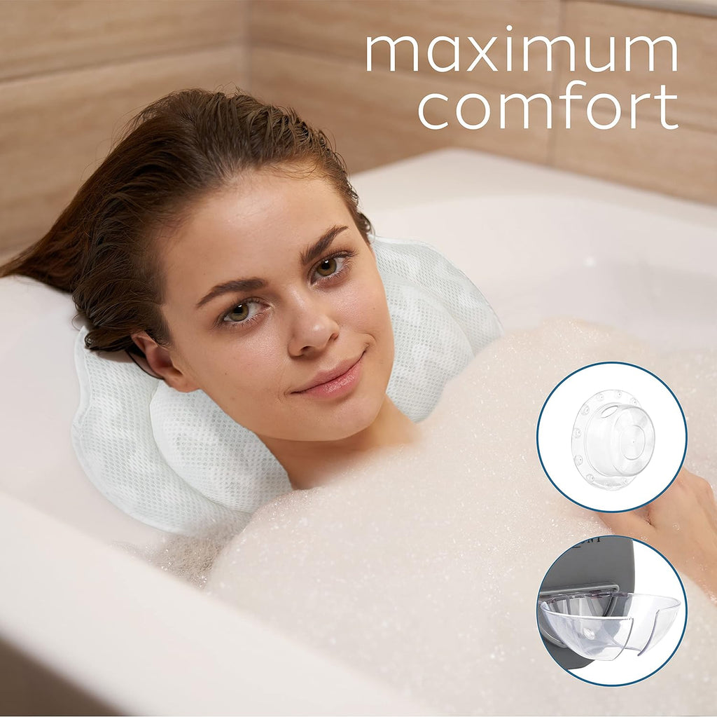 Luxury Bath Pillow Set, Relaxing Spa Bathtub Headrest for Head and Neck Support,