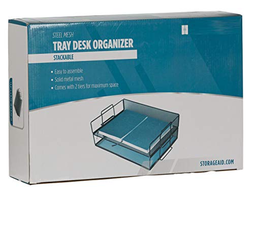2 Tier Stackable Letter Tray Desk Organizer (Black)