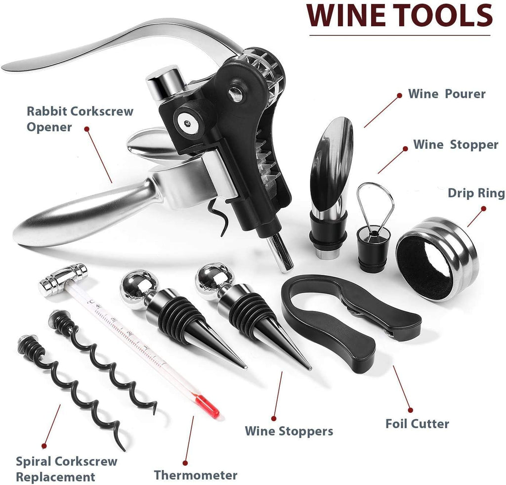 Storagemate 10 Piece Wine  Bottle Opener Gift Set In an Elegant Mahogany Wood Box