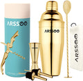 Cocktail  Gold Shaker Set: 7-Piece Stainless Steel 25.3OZ Martini Shaker Mixology Bartender Kit