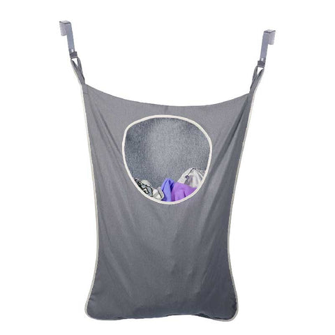 Hanging Laundry Hamper with 2 Stainless Steel Hooks, Space-Saver with Zippered Bottom for Easy Access