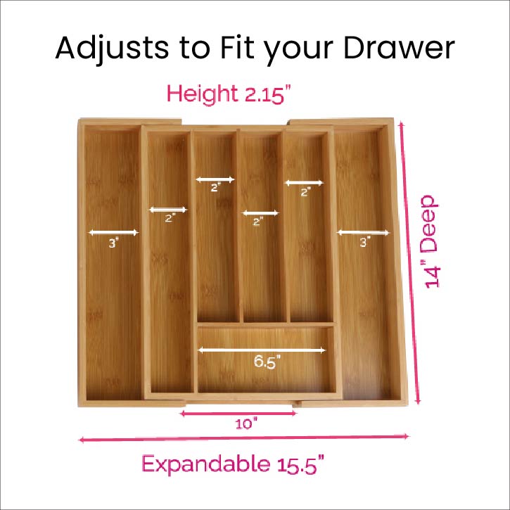 Bamboo  Small Expandable Drawer Divider for Cutlery or Tools