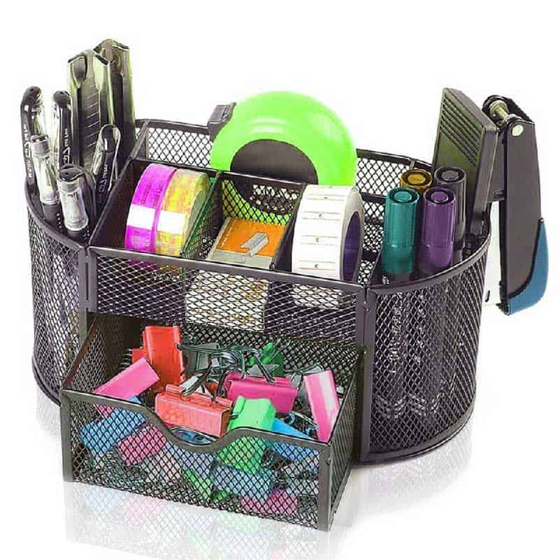 Caddy Desk Organizer - Elegant Black Mesh Wire Design – Storageaid LLC