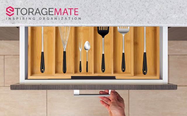 Bamboo  Small Expandable Drawer Divider for Cutlery or Tools