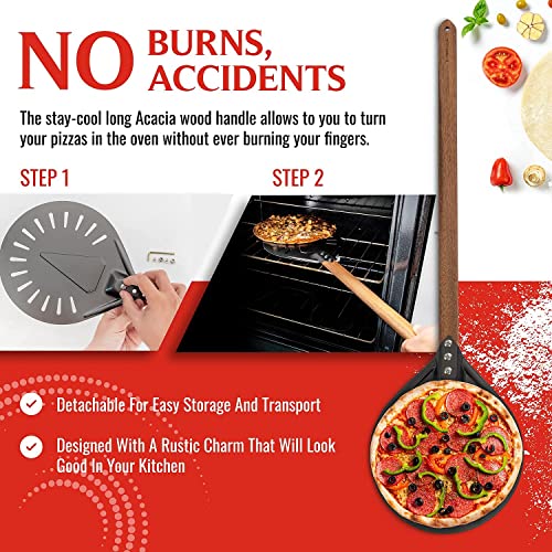Kitchen Z Peel & Rocker Cutter Pizza Turning Peel 9 inches, Dark Gray