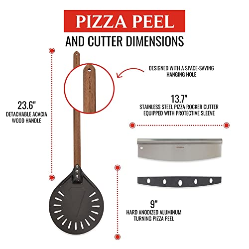 Kitchen Z Peel & Rocker Cutter Pizza Turning Peel 9 inches, Dark Gray