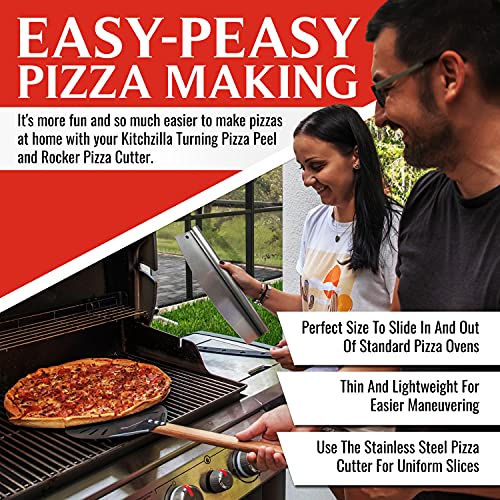 Kitchen Z Peel & Rocker Cutter Pizza Turning Peel 9 inches, Dark Gray