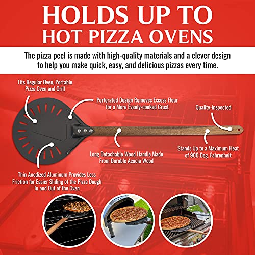 Kitchen Z Peel & Rocker Cutter Pizza Turning Peel 9 inches, Dark Gray