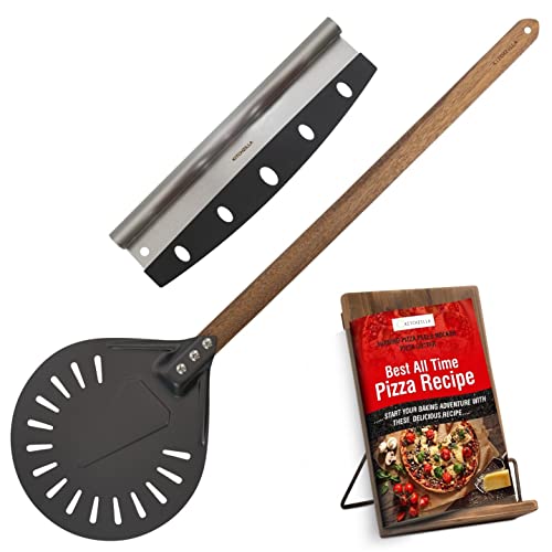 Kitchen Z Peel & Rocker Cutter Pizza Turning Peel 9 inches, Dark Gray