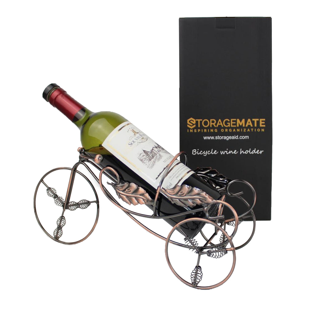 Storagemate Bicycle Wine Bottle Holder With Rosewood Wine bottle opener and Aerator/Pourer (bronze)