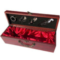 StorageMate Elegant Single Wooden Wine Box With  - Corkscrew wine opener , Stopper, Spill Collar, Pourer and Plastic Foil Cutter Included