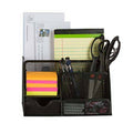 Classic Black Office Supplies Desk Organizer Caddy, 6 Compartments, Drawer, Pen Holder, Memo Holder & File Holder