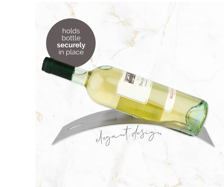 StorageMate Modern  Elegant Stainless Steel Single Tabletop Wine Bottle Holder  for Single Bottle
