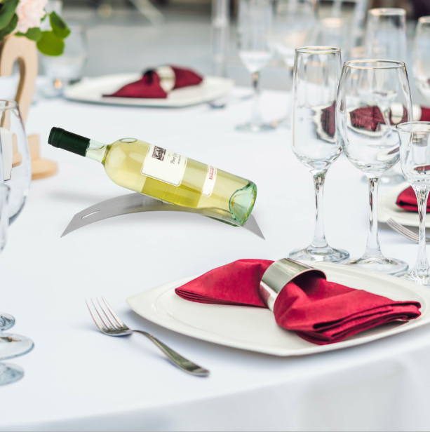 StorageMate Modern  Elegant Stainless Steel Single Tabletop Wine Bottle Holder  for Single Bottle