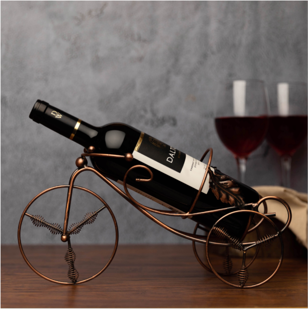 Storagemate Bicycle Wine Bottle Holder With Rosewood Wine bottle opener and Aerator/Pourer (bronze)