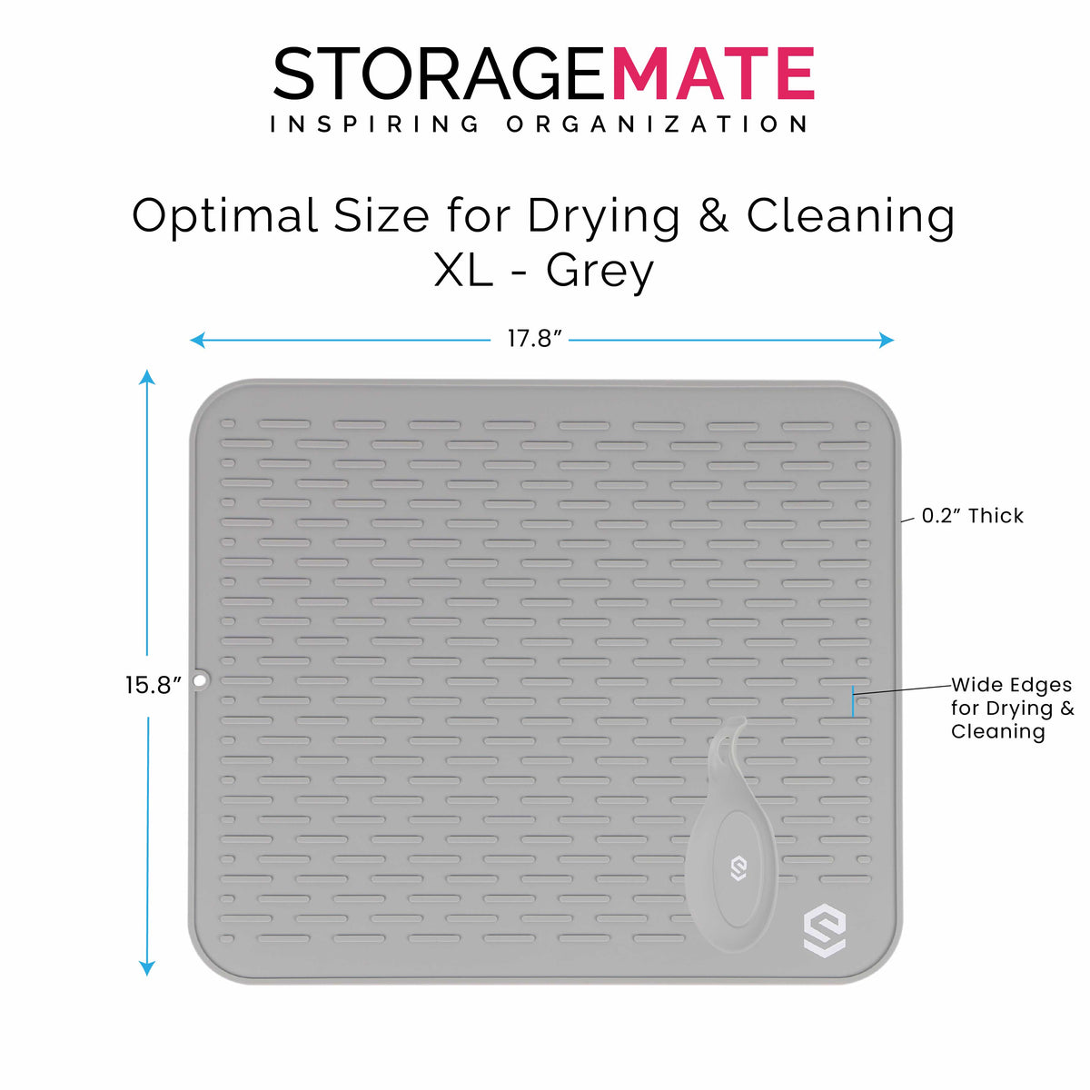 Silicone Drying Mat with Spoon Rest & Storage Band for Easy-Storage, E –  Storageaid LLC