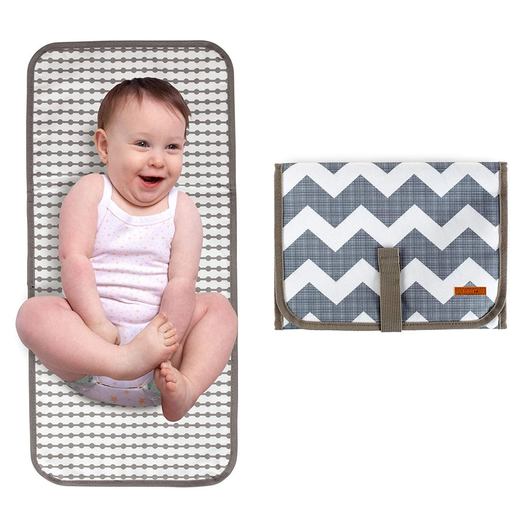 Baby Portable Diaper Changing Pad, Travel Mat Station for Infants and Newborns - (Chevron) Small and Compact Design
