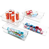 Kitchenmate Fridge Organizers Set of 10-Stackable Refrigerator Bins, Set Includes 6 Food containers and 4 precut Shelf Liners , Clear
